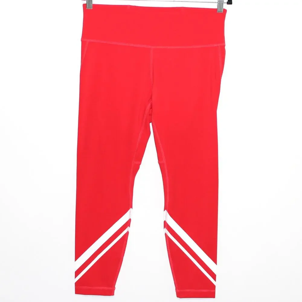 Tory Burch Sculpt Compression Chevron 7/8 Legging Radient Red White XL